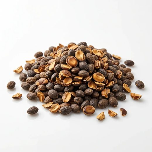 Babchi seeds beside a dish of babchi powder